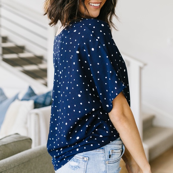 On the Dot Blouse in Navy - Picture 3 of 8